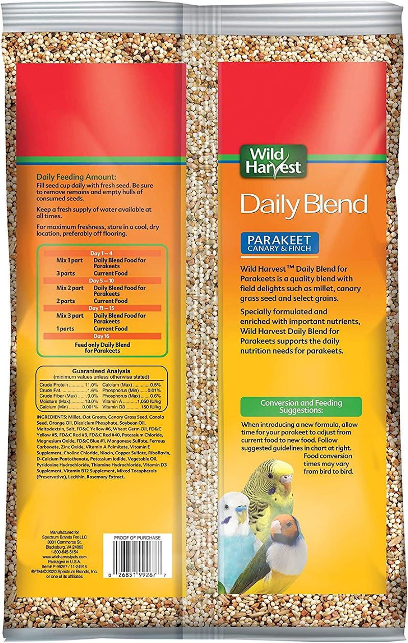 Wild Harvest Daily Blend Nutrition Diet for Parakeet, Canary and Finch 10 Pounds Animals & Pet Supplies > Pet Supplies > Bird Supplies > Bird Food Wild Harvest   