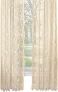 Collections Etc Songbird Rod Pocket Lace Curtain Panel with Scalloped Hem, Ivory, 56" X 84" Home & Garden > Decor > Window Treatments > Curtains & Drapes Collections Etc Ivory 56"x63" 