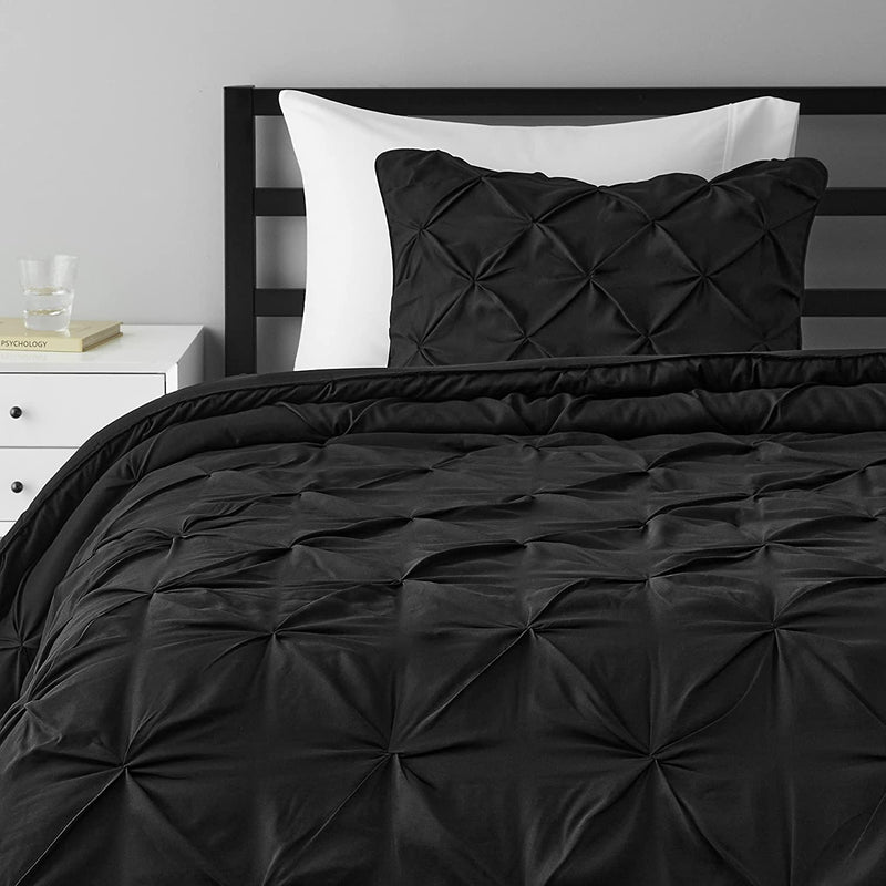 Pinch Pleat All-Season Down-Alternative Comforter Bedding Set - Twin / Twin XL, Burgundy Home & Garden > Linens & Bedding > Bedding KOL DEALS Black Bedding Set Twin/TwinXL