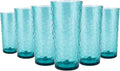 Mixed Drinkware 21-Ounce Plastic Tumbler Acrylic Glasses with Hammered Design, Set of 6 Green Home & Garden > Kitchen & Dining > Tableware > Drinkware JINJIA Turq 21 oz 