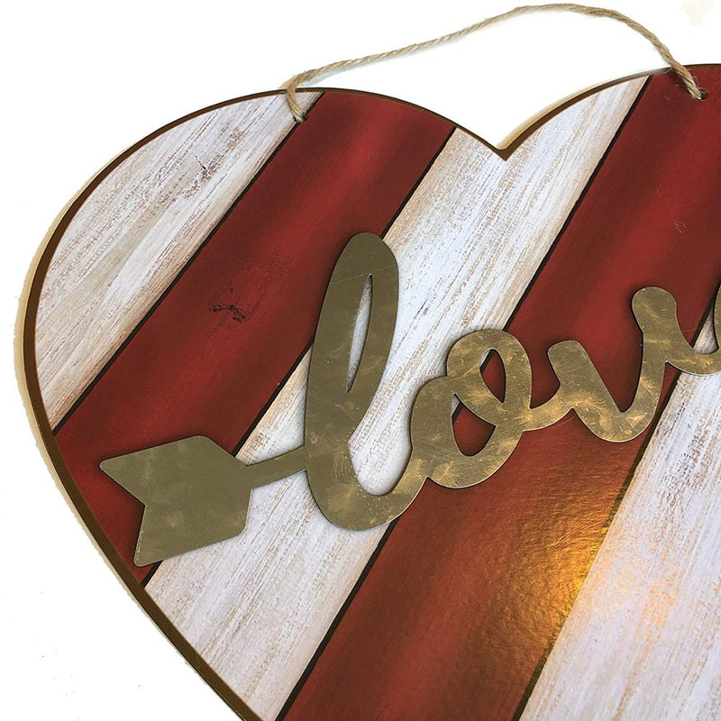 Ja'Cor Valentines Day Decor Wooden Sign Red Heart Shaped 12" Home Wall Hanging Art Anniversary Decorations Romantic Love Long Distance Relationships Gifts for Her or Him Farmhouse Room Décor Plaque Home & Garden > Decor > Seasonal & Holiday Decorations Ja'Cor Gifty Treasures LLC   