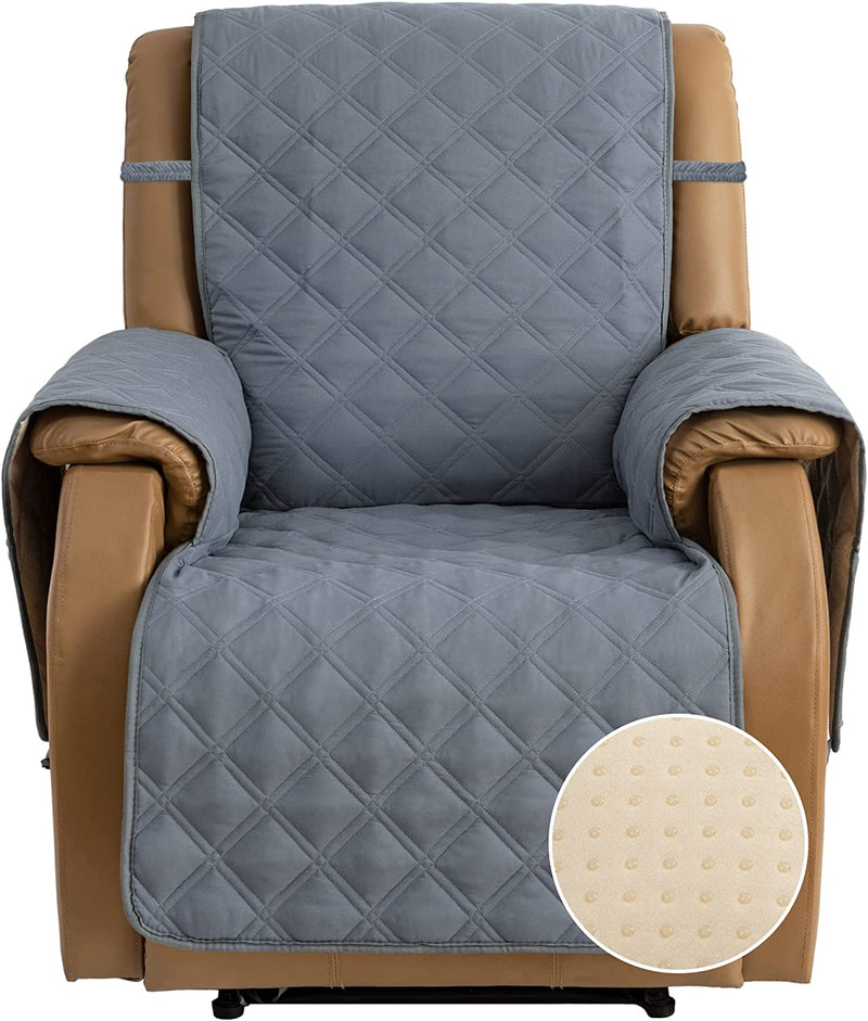 TOMORO Non Slip Loveseat Recliner Cover for Dogs - 100% Waterproof Quilted Sofa Slipcover Furniture Protector with 5 Storage Pockets, Washable Couch Cover with Elastic Straps for Kids and Pets Home & Garden > Decor > Chair & Sofa Cushions TOMORO Grey 30"Recliner 