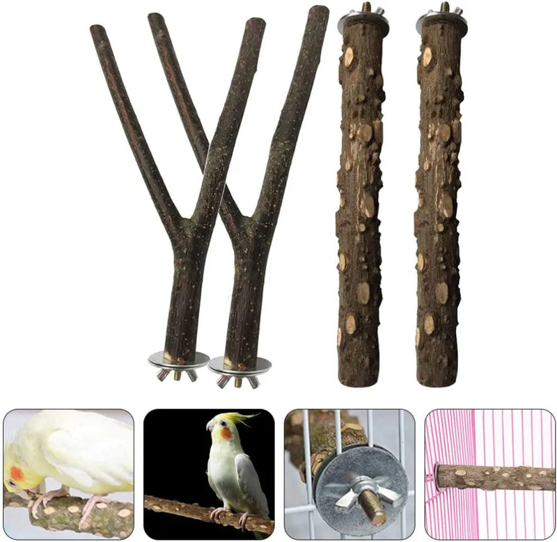 POPETPOP 4Pcs Parrot Perch Bird Stand Pole Bird Perch Branch Parakeet Cage Standing Branches Toy for Small Budgies Cockatiels Lovebirds Animals & Pet Supplies > Pet Supplies > Bird Supplies POPETPOP   