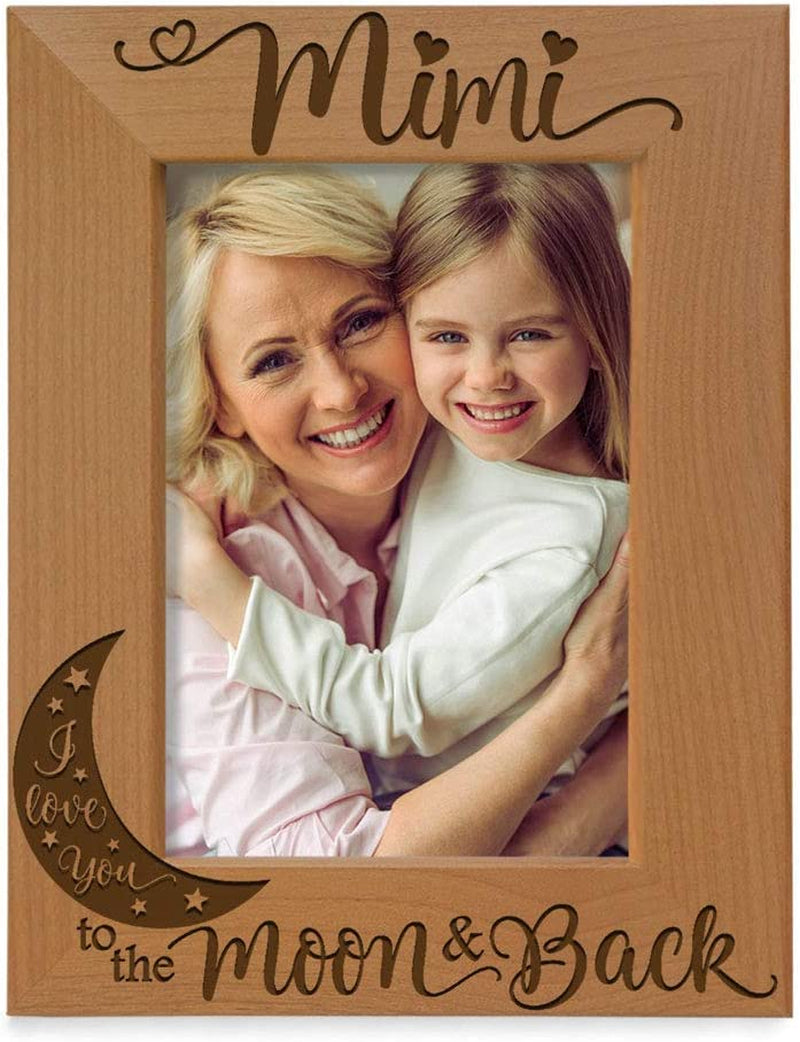 KATE POSH - Mimi I Love You to the Moon and Back Engraved Natural Wood Picture Frame, Grandparent'S Day Gifts, Grandma Gifts, for Nana, (4X6-Vertical) Home & Garden > Decor > Picture Frames Kate Posh 5x7-Vertical  