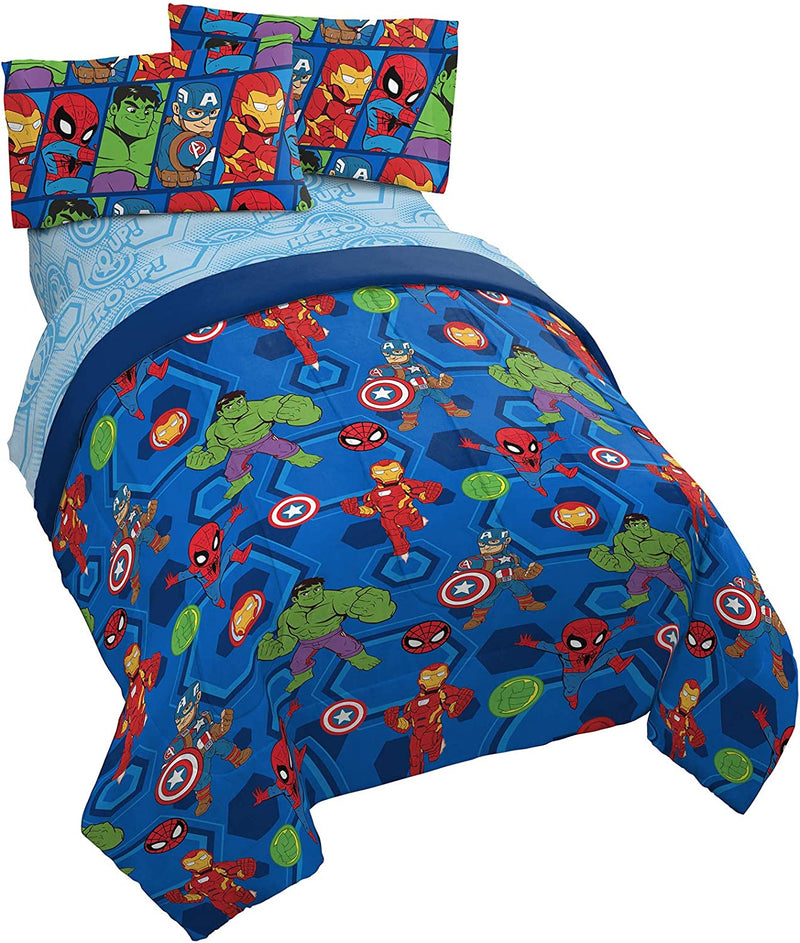 Marvel Super Hero Adventures Hero Together 4 Piece Twin Bed Set - Includes Comforter & Sheet Set Bedding Features the Avengers - Super Soft Fade Resistant Microfiber (Official Marvel Product) Home & Garden > Linens & Bedding > Bedding Jay Franco & Sons, Inc. Blue - Avengers Twin 