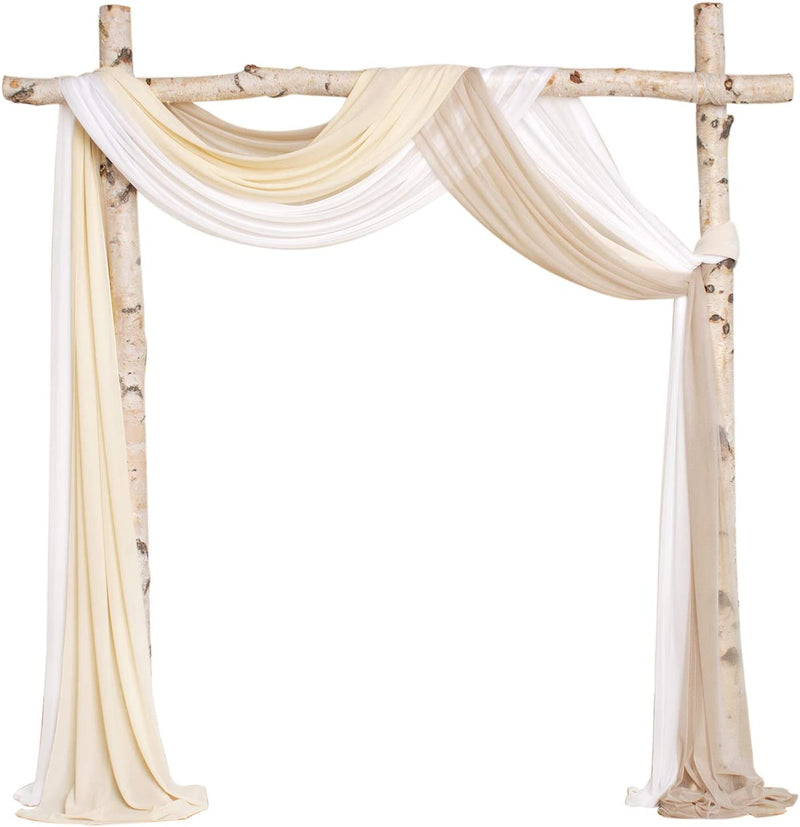 Ling'S Moment 2 Panels 30" Wide 6 Yards Chiffon Fabric Drapery Wedding Arch Draping Fabric Ceremony Reception Swag (White & Dusty Blue) Home & Garden > Decor > Window Treatments > Curtains & Drapes Ling's Moment Elegant Neutral 20ft 
