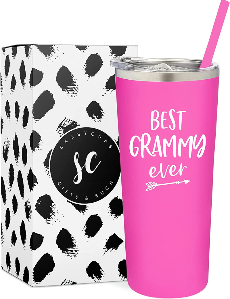Sassycups Best Nana Ever Tumbler | 22 Ounce Engraved Mint Stainless Steel Insulated Travel Mug | Nana Tumbler | for Nana | World'S Best Nana | New Nana | Nana Birthday | Nana to Be Home & Garden > Kitchen & Dining > Tableware > Drinkware SassyCups Pink - Grammy  