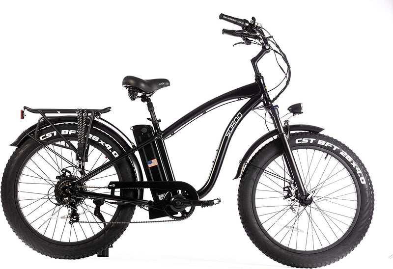 SOHOO 48V 750W 16Ah 26" X4.0 Fat Tire Beach Cruiser Electric Bicycle City E-Bike Mountain Bike(Fit 5Ft 9In to 6Ft 8In) Sporting Goods > Outdoor Recreation > Cycling > Bicycles LET'S GO E-BIKE INC StepOver-Black  