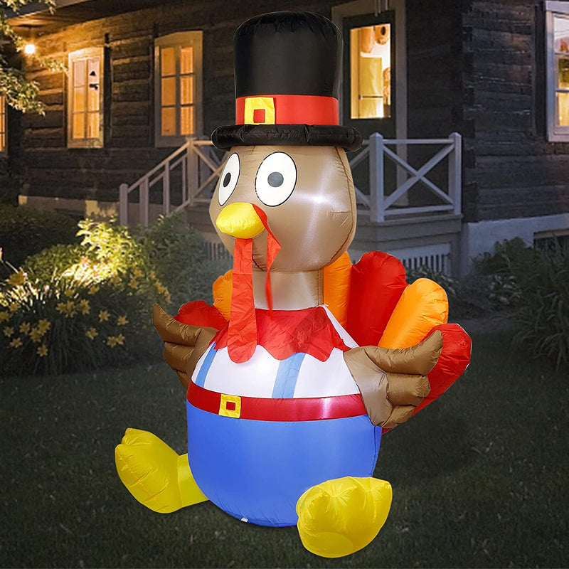 ATDAWN 6 Foot Thanksgiving Inflatable Turkey, Thanksgiving Autumn LED Lights Decorations, Thanksgiving Lighted Outdoor Indoor Yard Holiday Decorations  ATDAWN   