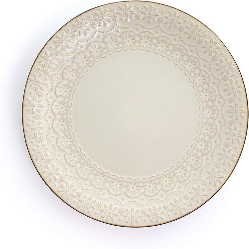 Elama Embossed Scalloped Stoneware Dinnerware Dish Set, 16 Piece, Ivory Home & Garden > Kitchen & Dining > Tableware > Dinnerware Elama   