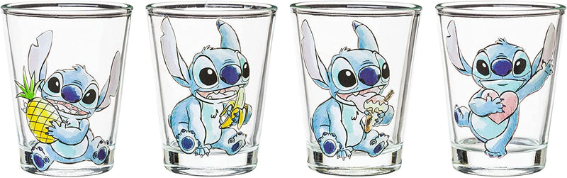 Silver Buffalo Lilo and Stitch Poses 4-Pack Mini Glass Set, 1.5 Ounces Home & Garden > Kitchen & Dining > Tableware > Drinkware Silver Buffalo Stitch Props 1.5 ounces 