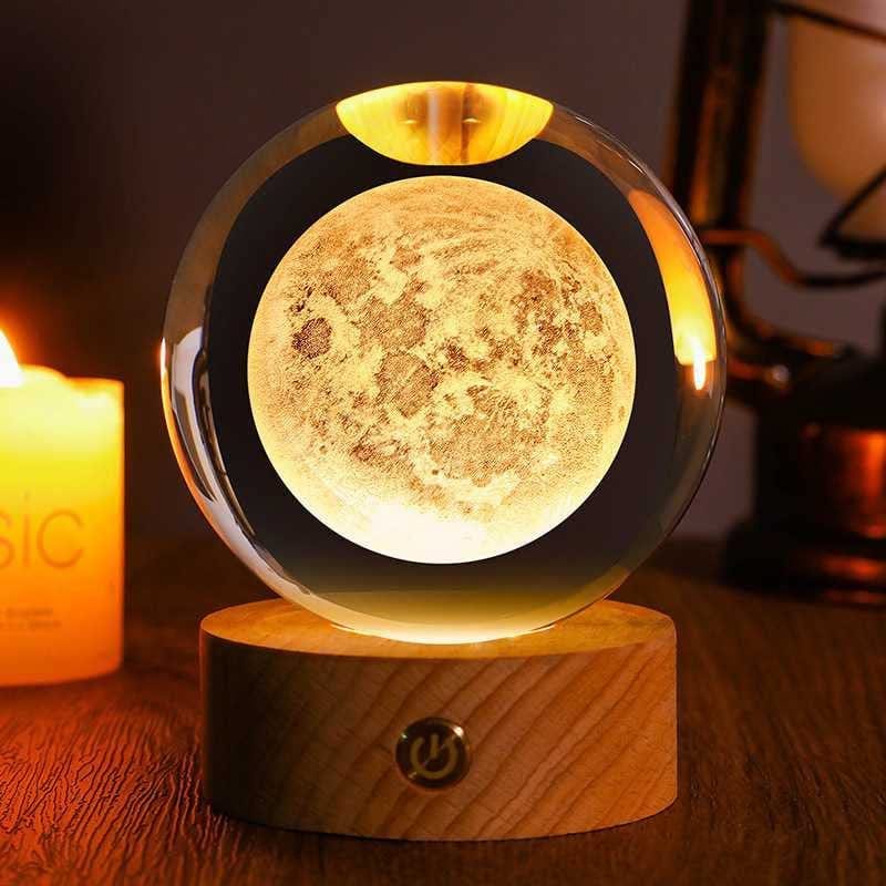 3D Crystal LED Night Light with Rain Cloud Model and LED Lamp Base,Clear Solar System Crystal Ball,3D Galaxy Crystal Ball Night Light for Kids,Birthday Gift for Teens Boys and Girls (Color : A) Home & Garden > Lighting > Lamps LIDON A  