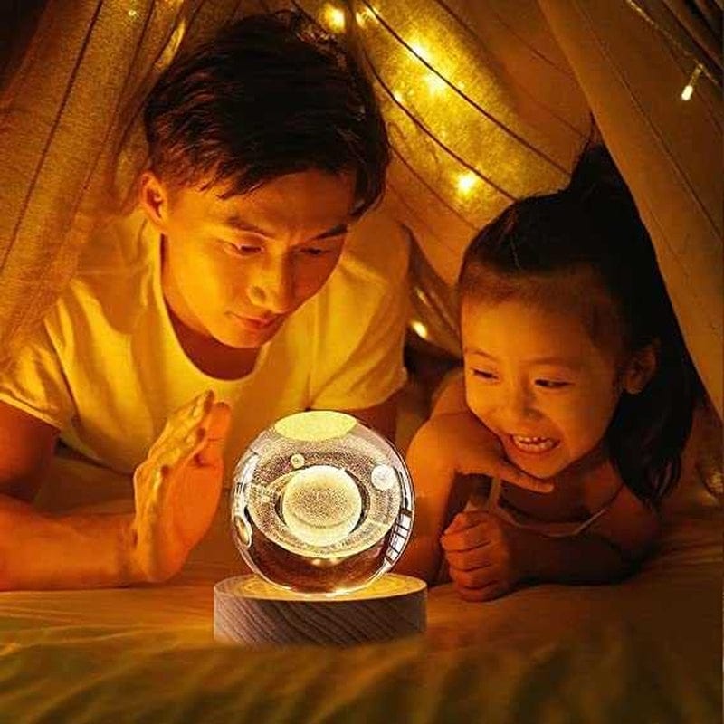 3D Crystal LED Night Light with Rain Cloud Model and LED Lamp Base,Clear Solar System Crystal Ball,3D Galaxy Crystal Ball Night Light for Kids,Birthday Gift for Teens Boys and Girls (Color : A) Home & Garden > Lighting > Lamps LIDON   