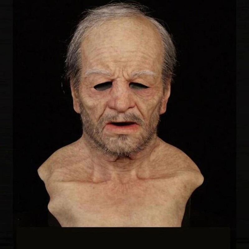 3D Halloween Costume Latex Mask Horror Party Elderly Man Supersoft Old Man Adult Realistic Wig Grandfather Head Cover Mask Apparel & Accessories > Costumes & Accessories > Masks EFINNY   