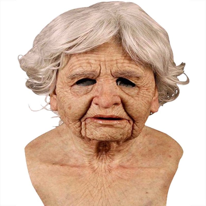 3D Halloween Costume Latex Mask Horror Party Elderly Man Supersoft Old Man Adult Realistic Wig Grandfather Head Cover Mask