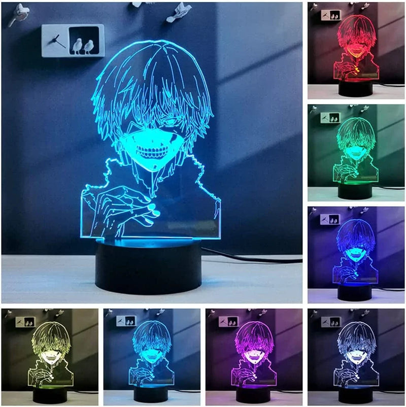 3D Illusion LED Anime Lamp 16 Colors RGB Remote Boys Bedroom Night Light Halloween Decorations