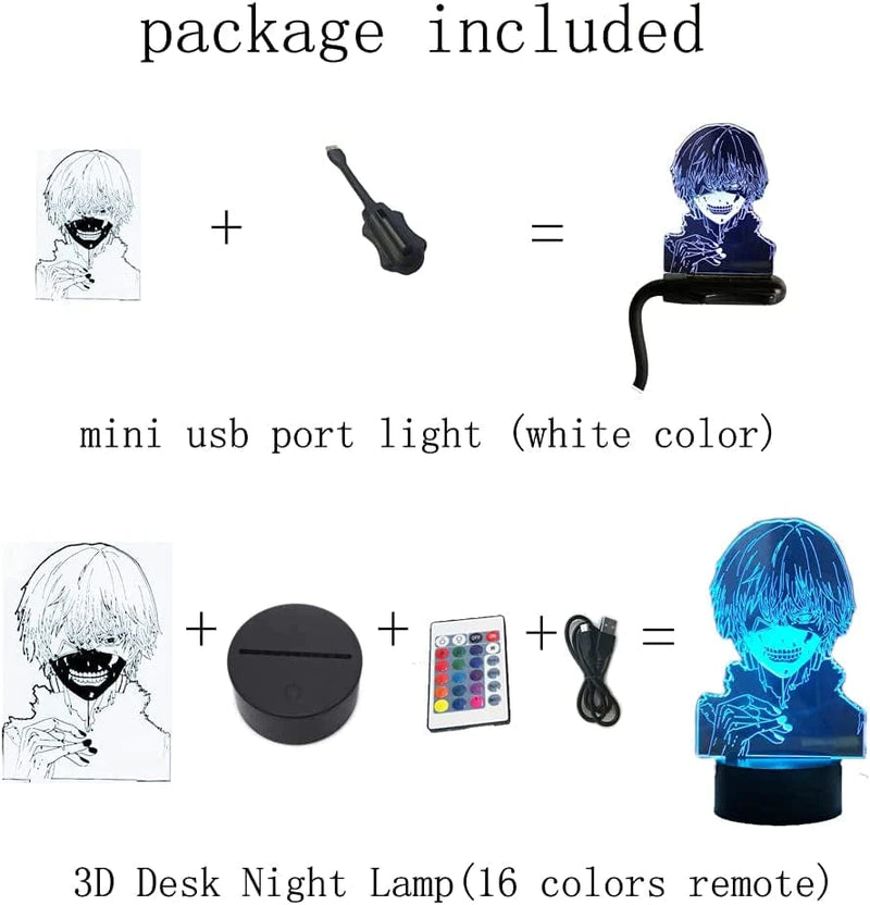 3D Illusion LED Anime Lamp 16 Colors RGB Remote Boys Bedroom Night Light Halloween Decorations Home & Garden > Lighting > Night Lights & Ambient Lighting Sosowlight   