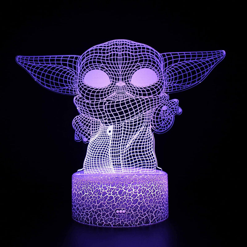 3D Illusion Star Wars Lamp for Kids and Fans - 7 Colours Creative Lighting Baby Yoda Gifts Night Lights, Birthday Holiday Christmas Gifts for Boys and Girls