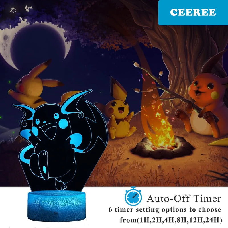 3D Night Light, Cartoon Anime Illusion Lamp for Kids, 3D Lamp, Christmas Birthday Gifts for Girls Boys Men Women - 16 Colors Changing (Color 1)