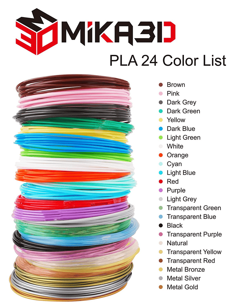 3D Pen/3D Printer Filament,1.75mm PLA Filament Pack of 24 Different Colors,High-Precision Diameter Filament, Each Color 10 Feet, Total 240 Feet Lengths by Mika3d Electronics > Print, Copy, Scan & Fax > 3D Printer Accessories MIKA3D   