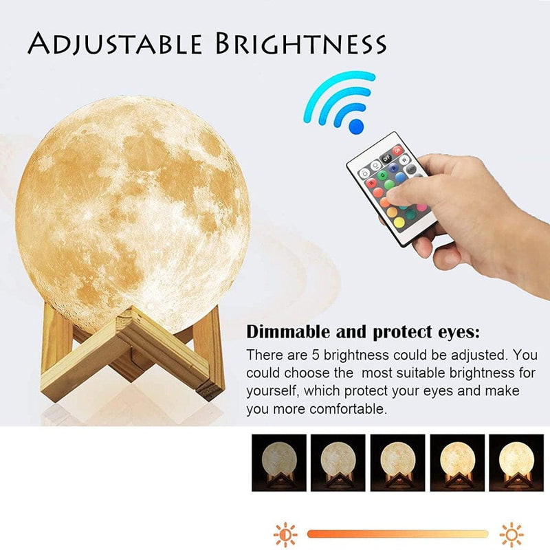 3D Printing Moon Lamp USB LED Night Lunar Light Moonlight Touch Color W/ Remote,Valentine'S Day, Christmas Gift(5.9 Inch)