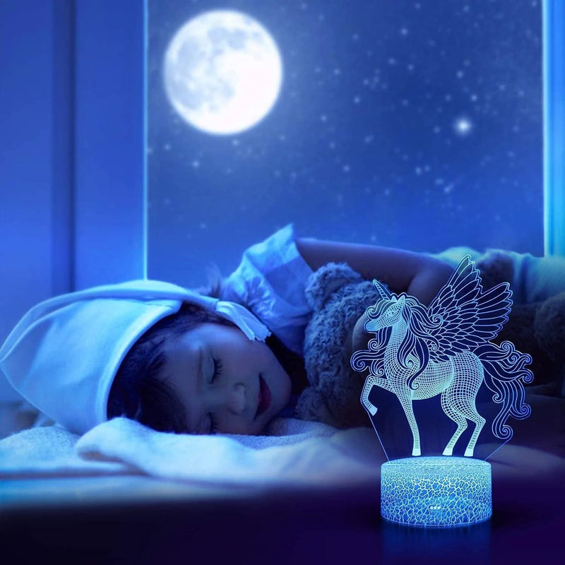 3D Unicorn Night Light, 4 Patterns Christmas Unicorn Lamps for Girls Bedroom Remote Control 16 Colors Changing 4 Flash Modes LED Illusion Lamp Birthday Gifts Xmas Gifts for Girls Home & Garden > Lighting > Night Lights & Ambient Lighting veggicy   