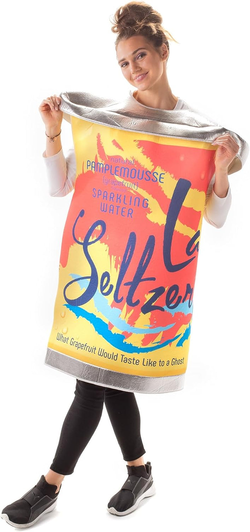 Beverage Can Costume | Slip on Halloween Costume for Women and Men| One Size Fits All  Hauntlook Seltzer Can Costume  