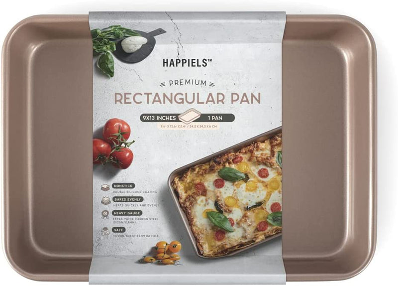 HAPPIELS Premium 9X13In Nonstick Non-Toxic Baking Pan for Oven | Extra Thick Cake Brownie Pan 13X9 Inches Home & Garden > Kitchen & Dining > Cookware & Bakeware HAPPIELS 9'' x 13'' Rectangular Pan  