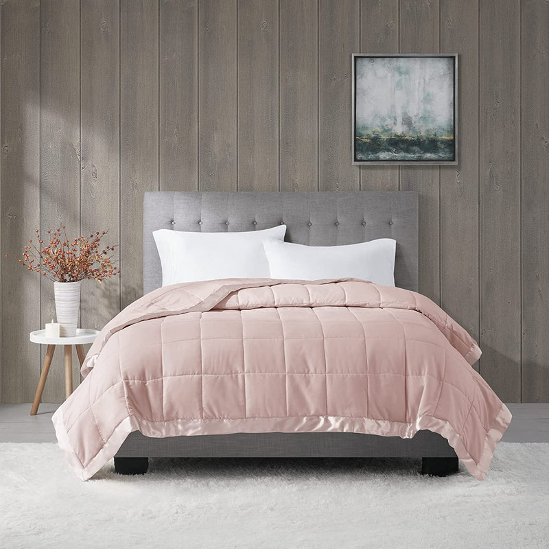 Madison Park Cambria down Alternative Blanket, Premium 3M Scotchgard Stain Release Treatment All Season Lightweight and Soft Cover for Bed with Satin Trim, Oversized Full/Queen, Aqua Home & Garden > Linens & Bedding > Bedding > Quilts & Comforters Madison Park Blush King 