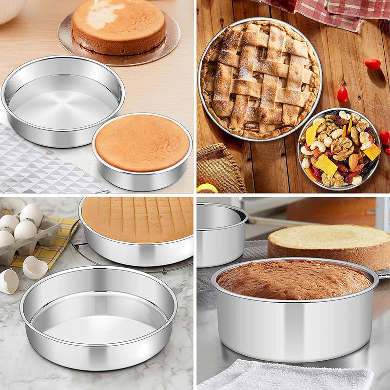 Homikit Baking Pan Set of 5, Stainless Steel Bakeware Sets Nonstick, Heavy Duty Metal Baking Sheets Tray and round Cake Bread Meatloaf Pans Great for Oven Cooking Roasting, Rust Free & Dishwasher Safe