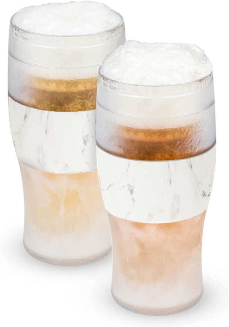 Host Freeze Beer Glasses, 16 Ounce Freezer Gel Chiller Double Wall Plastic Frozen Pint Glass, Set of 2, Grey Home & Garden > Kitchen & Dining > Tableware > Drinkware Host Marble 2 Count (Pack of 1) 