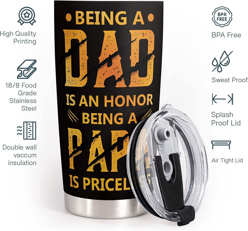 Macorner Gifts for Men - Birthday Gifts for Dad & Fathers Day Gift from Daughter Son - Stainless Steel American Flag Tumbler Cup 20Oz for Men - Christmas Gifts for Men Dad Papa Grandpa Uncle Stepdad Home & Garden > Kitchen & Dining > Tableware > Drinkware Macorner   