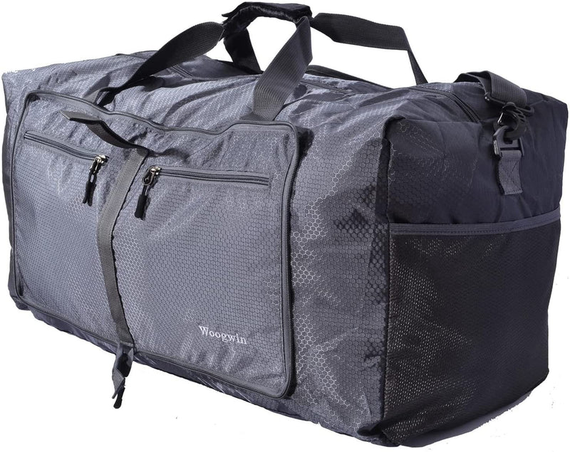 Woogwin Travel Duffel Bag Large Foldable Waterproof Overnight Bag for Beach Swim Bags Pool Sports Gym (60L Black) Home & Garden > Household Supplies > Storage & Organization woogwin 60L Gray  
