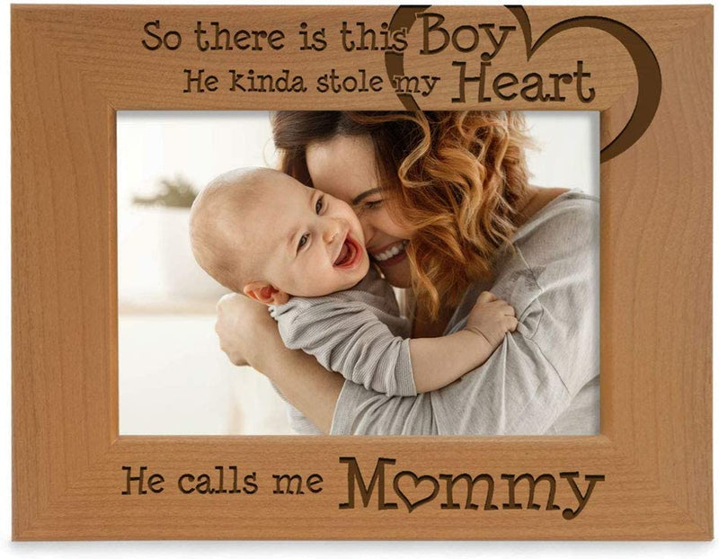 KATE POSH so There Is This Boy He Calls Me Mommy - Natural Engraved Wood Photo Frame - Mother and Son Gifts, Mother'S Day, Best Mom Ever, New Baby, New Mom (4X6-Vertical) Home & Garden > Decor > Picture Frames KATE POSH 5x7-Horizontal  