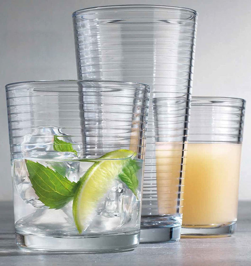 Drinking Glasses 12 Piece Glass Cups Set by Glaver'S, 4 -7 Oz. Highball Glasses, 4-13 Oz. Whiskey Rocks, and 4 7 Oz. Juice Glasses. Ideal for Water, Juice, Cocktails, and Iced Tea.