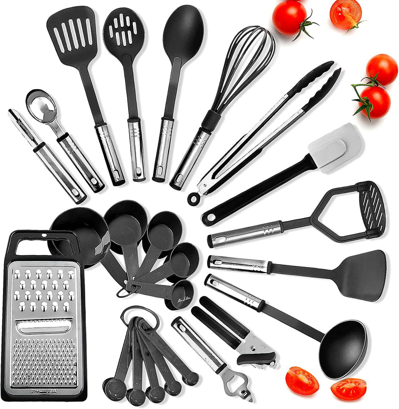 Eatex Nonstick Bakeware Sets with Baking Pans Set, 39 Piece Baking Set with Muffin Pan, Cake Pan & Cookie Sheets for Baking Nonstick Set, Steel Baking Sheets for Oven with Kitchen Utensils Set - Black Home & Garden > Kitchen & Dining > Cookware & Bakeware EatEx   