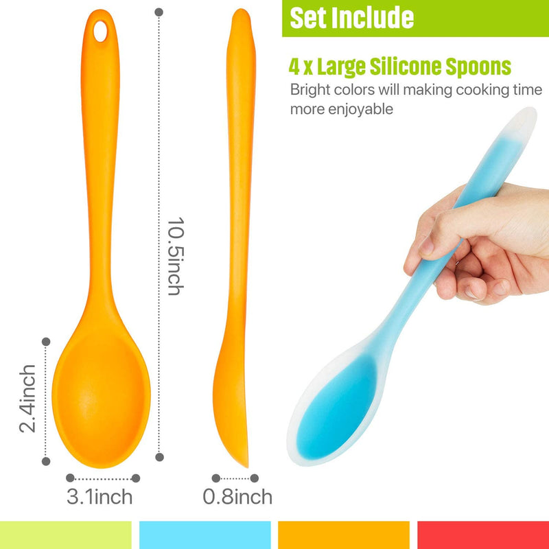 Large Silicone Spoons Nonstick Kitchen Mixing Spoon Silicone Serving Spoons Multicolored Silicone Stirring Spoon for Kitchen Cooking Baking Stirring Mixing Tools