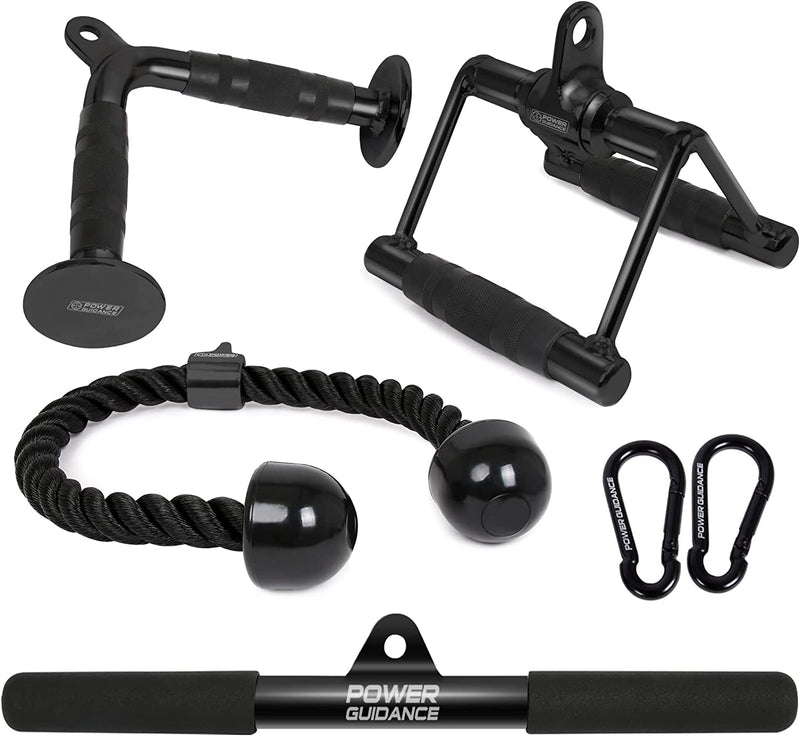 POWER GUIDANCE Triceps Pull down Attachment, Cable Machine Accessories for Home Gym, LAT Pull down Attachment Weight Fitness Sporting Goods > Outdoor Recreation > Fishing > Fishing Rods POWER GUIDANCE 2.1 V Handle+Triceps Rope+lat Bar+V-Shaped Bar  