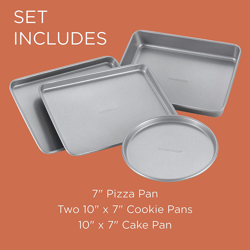 Farberware Bakeware Steel Nonstick Toaster Oven Pan Set, 4-Piece Baking Set, Gray Home & Garden > Kitchen & Dining > Cookware & Bakeware Farberware   