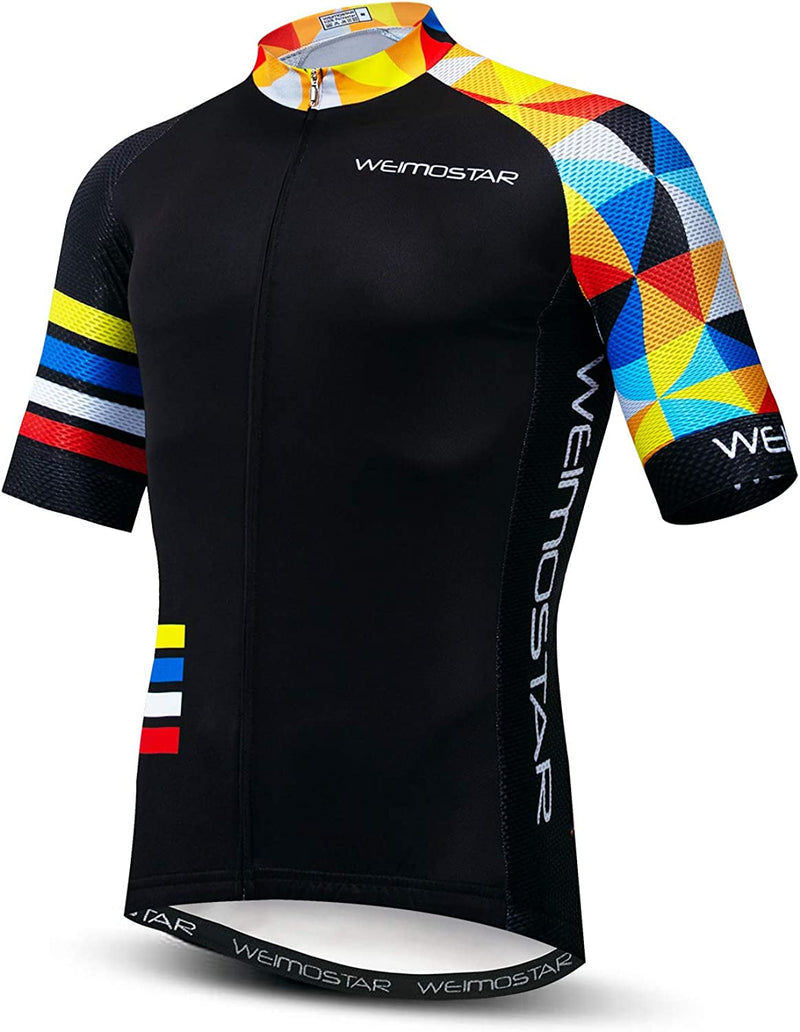 Men Cycling Jersey Bike Biking Shirt Tops Short Sleeve Clothing Sporting Goods > Outdoor Recreation > Cycling > Cycling Apparel & Accessories YIDINGDIAN Lattice X-Large 