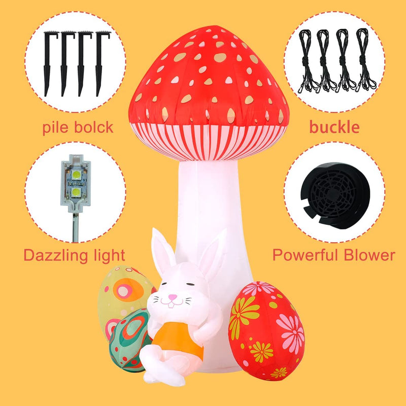 Easter Inflatable Bunny Outdoor Decorations 7FT Blow Giant Mushroom Sleeping Rabbit with Eggs Decor Build-In Leds for Yard Garden Lawn Indoors Outdoors Home Holiday… Home & Garden > Decor > Seasonal & Holiday Decorations AIGNC   
