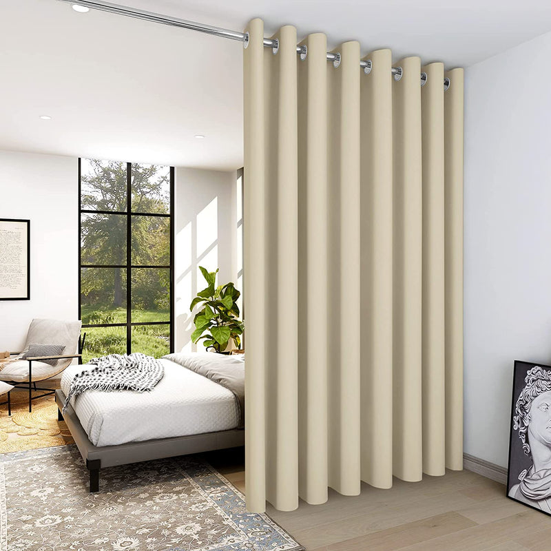 Deconovo Room Divider Curtains for Office (10Ft Wide X 8Ft Tall, 1 Panel, Khaki) Blackout Curtains for Sliding Door, Thermal Window Drapes, Grommet Curtain Panles for Bedroom, Living Room, Loft Home & Garden > Decor > Window Treatments > Curtains & Drapes Deconovo Beige 15ft Wide x 8ft Tall 