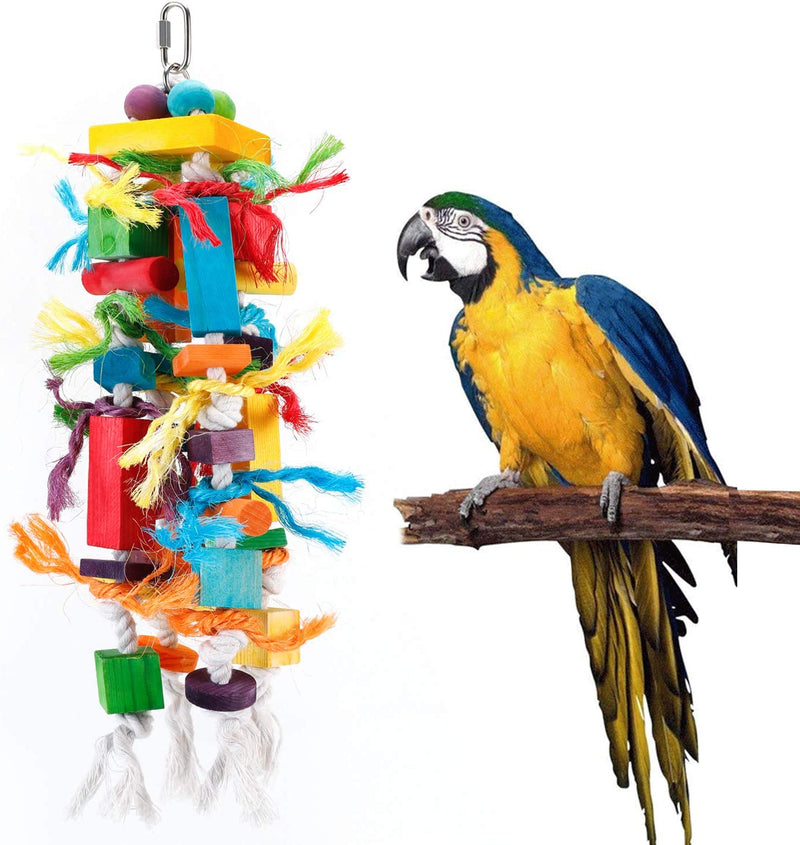 CRMADA Bird Toys, Parrot Chewing Toy, Multicolored Wooden Blocks Tearing Toys for African Grey Cockatiel Conure Cockatoo and Medium Parrot Animals & Pet Supplies > Pet Supplies > Bird Supplies > Bird Toys CRMADA Medium  