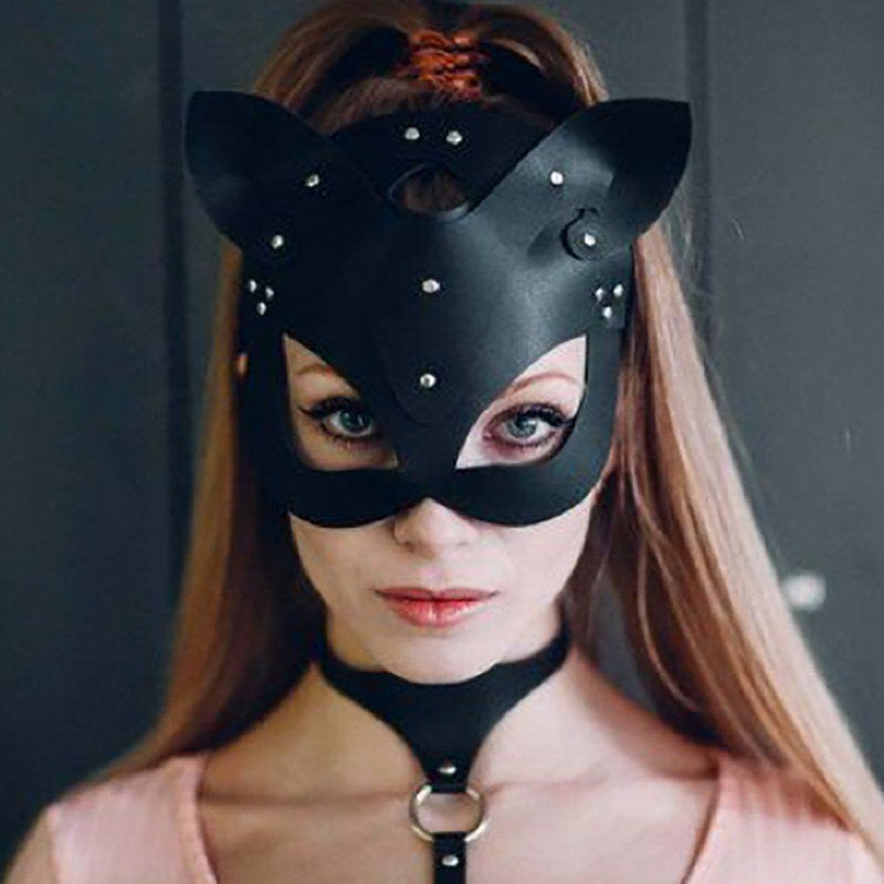 Fysho Sexy Mask Half Face Cosplay Cat Mask Pu Leather Halloween Masquerade Carnival Party Masks Apparel & Accessories > Costumes & Accessories > Masks Fysho   
