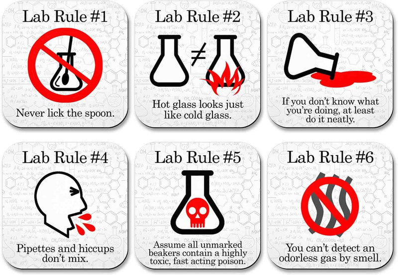 Funny Science Coaster Set - Lab Rules - 6 Piece Set - Neoprene - Neurons Not Included Home & Garden > Kitchen & Dining > Barware Neurons Not Included   