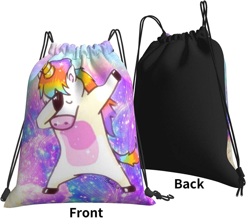 Funny Unicorn Cute Dabbing Unisex Home Gym Sack Bag Sport Drawstring Backpack Bag for Gym Shopping Sport Yoga Home & Garden > Household Supplies > Storage & Organization MXIFVN   