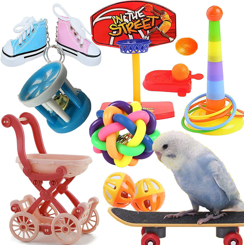 Bird Interactive Toys Parrot Puzzle Toy Trick Prop Learning Enrichment Toy for Conure Budgie Cockatiel Quaker Macaw African Grey Parakeets Finch Canary Cockatoo Lovebirds Skateboard Basketball Hoop Animals & Pet Supplies > Pet Supplies > Bird Supplies > Bird Toys Fejapa   