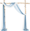 Ling'S Moment 2 Panels 30" Wide 6 Yards Chiffon Fabric Drapery Wedding Arch Draping Fabric Ceremony Reception Swag (White & Dusty Blue) Home & Garden > Decor > Window Treatments > Curtains & Drapes Ling's Moment Elegant Blue 20ft 