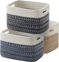 OIAHOMY Storage Basket, Woven Baskets for Storage, Cotton Rope Basket for Toys,Towel Baskets for Bathroom - Pack of 3 Home & Garden > Household Supplies > Storage & Organization OIAHOMY Blue&Black&Brown  