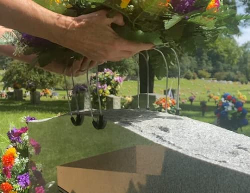 Sympathy Silks Artificial Cemetery Flowers – Realistic- Outdoor Grave Decorations - Non-Bleed Colors, and Easy Fit - Lavender Amaryllis & Purple Rose Saddle for Headstone Home & Garden > Decor > Seasonal & Holiday Decorations Rubys Silk Flowers   